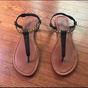 Black & Gold Braided Sandals